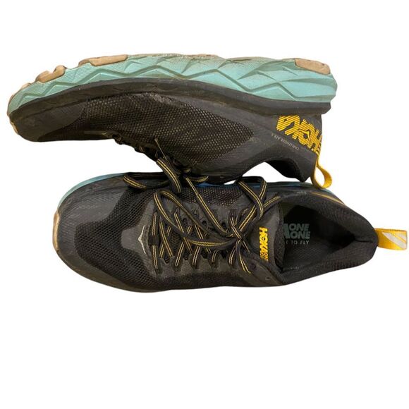 HOKA One One Challenger 5 Black Trail Running Shoes with Mint Sole Athletic Shoe - Picture 3 of 5